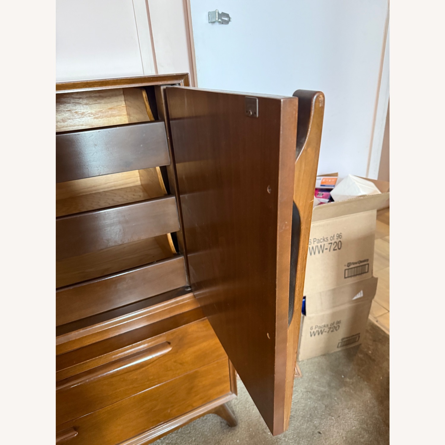 Antique Dark Brown Wood Armoire - image-14