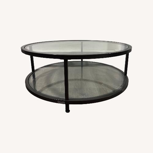 Used Amazon Modern Circular Glass Coffee Table for sale on AptDeco