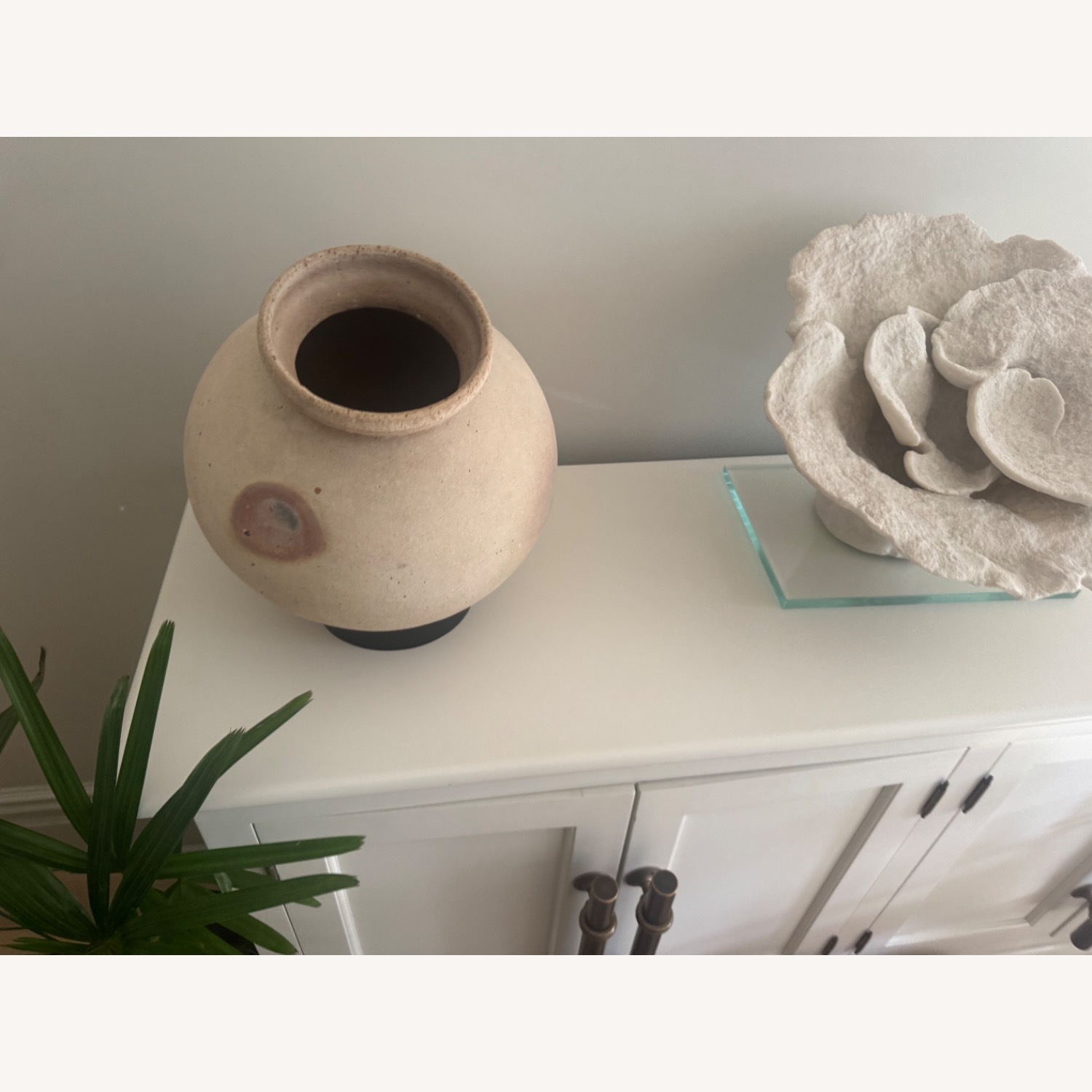 Restoration Hardware White 20th C. English Brass Bar Pull 4-Door Sideboard - image-2