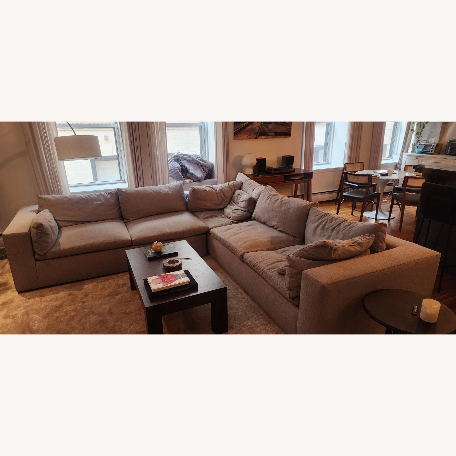 West Elm Harmony Silver Fabric 3+ Piece Sectional - image-5