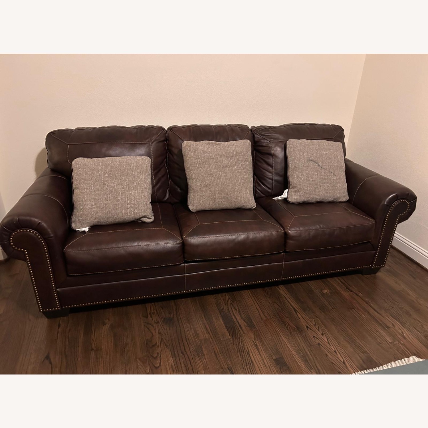 Ashley Dark Brown Leather Sofas Quantity 2 - image-2