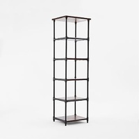 West Elm Pipe Dark Brown Wood & Metal Bookcase