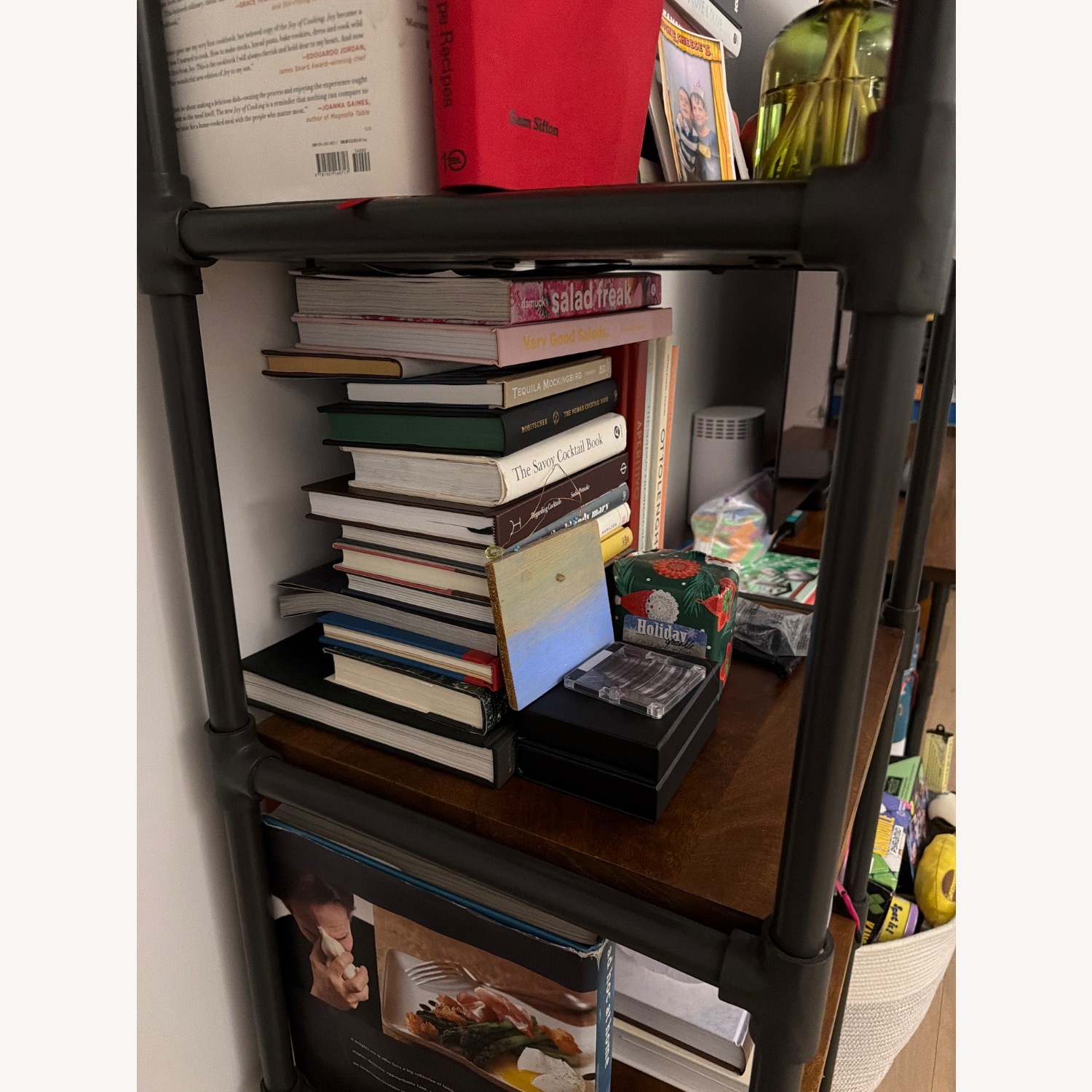 West Elm Pipe Dark Brown Wood & Metal Bookcase - image-5