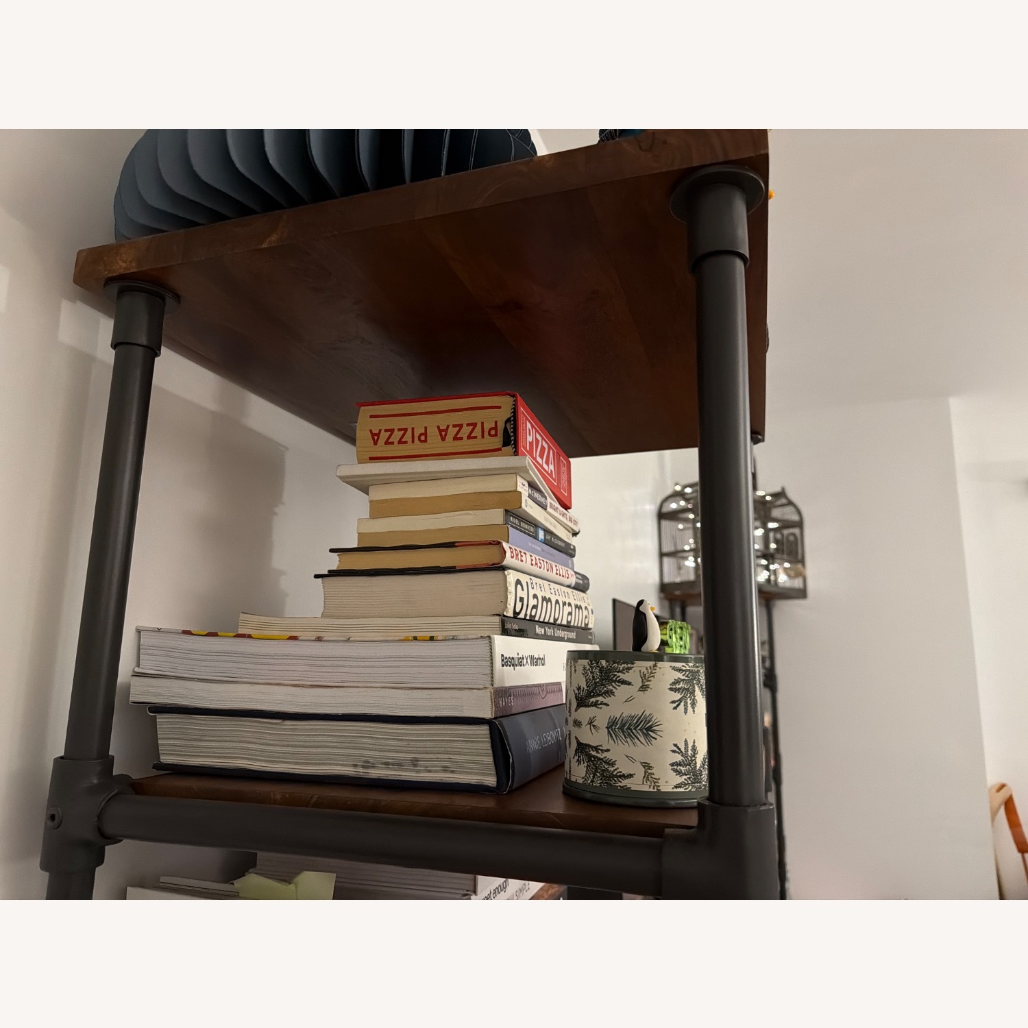 West Elm Pipe Dark Brown Wood & Metal Bookcase - image-4