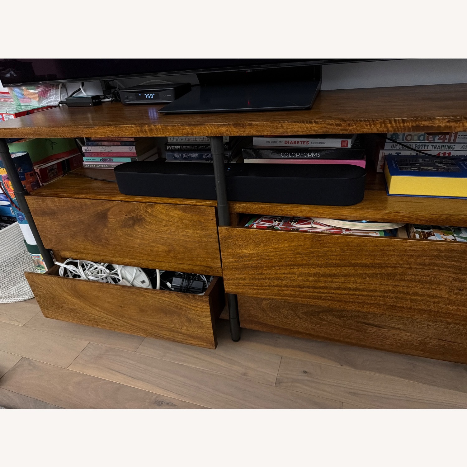 West Elm Pipe Dark Brown & Metal Media Storage - image-4