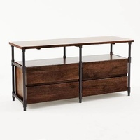 West Elm Pipe Dark Brown & Metal Media Storage