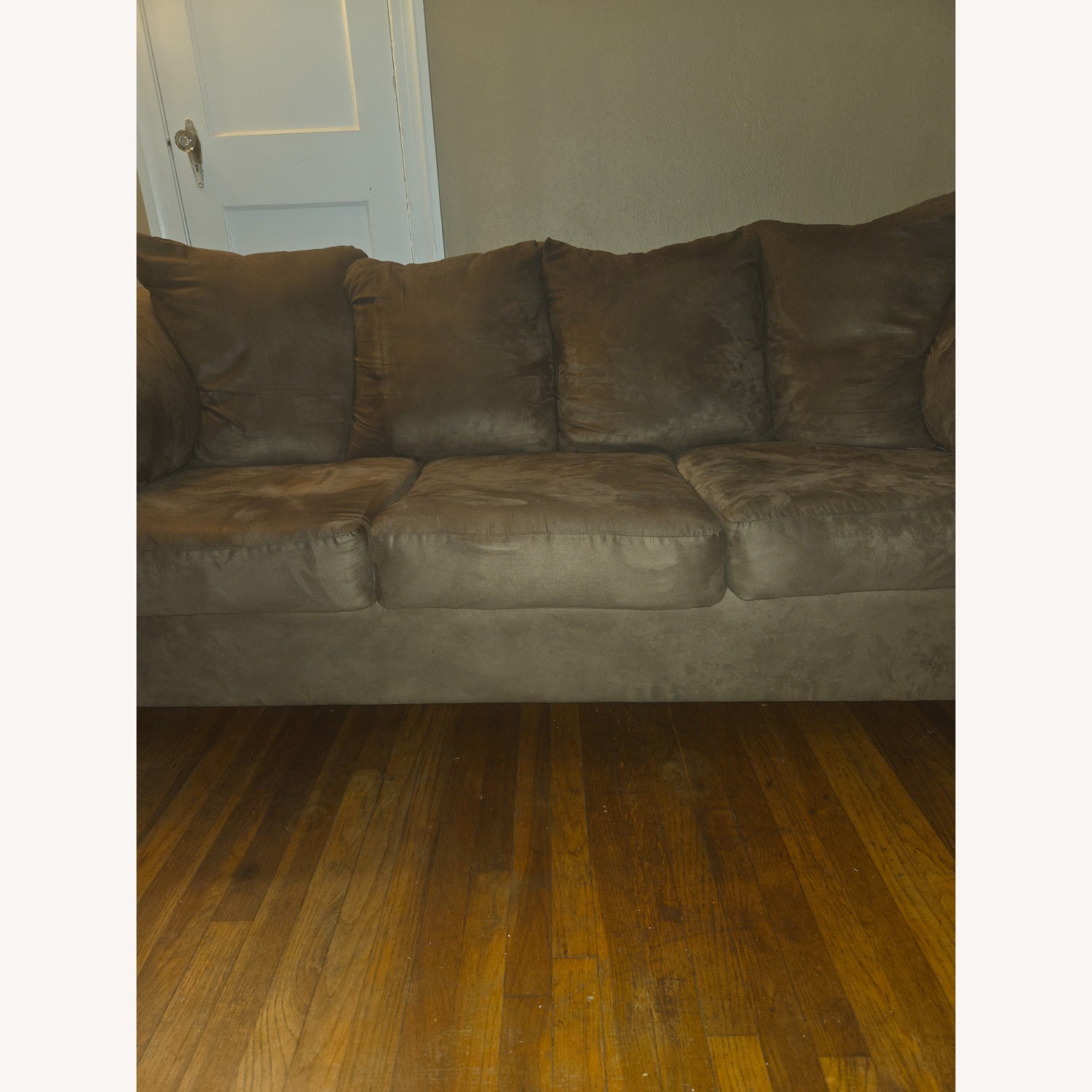 Ashley Dark Brown Fabric 3+ Seater Sofa - image-2