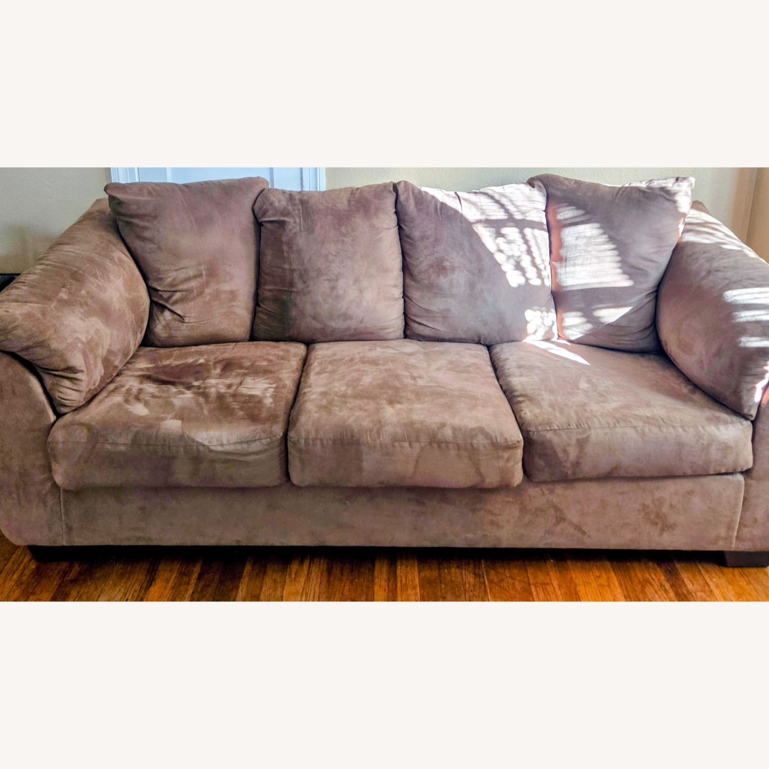 Ashley Dark Brown Fabric 3+ Seater Sofa - image-4
