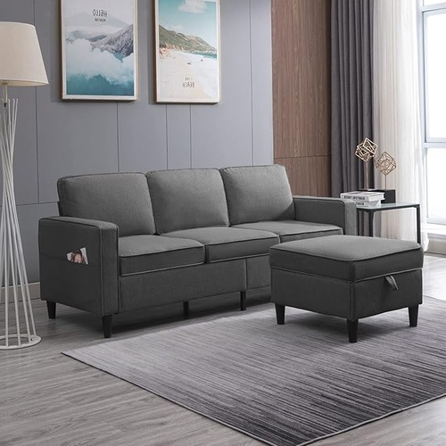 Used Amazon Dark Gray Linen 3+ Seater Sofa for sale on AptDeco