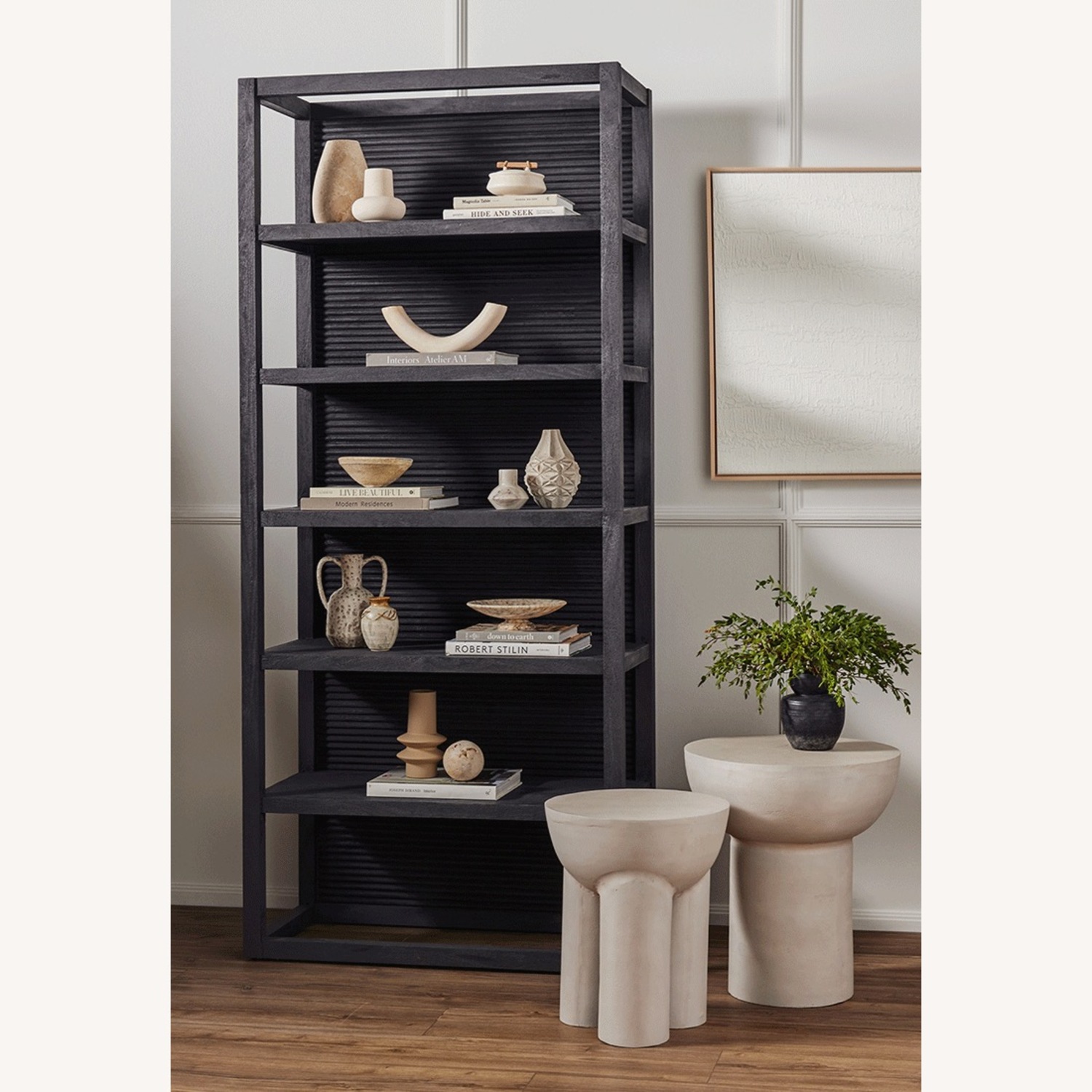 Four Hands Lorne Black Wood Bookcase - image-4