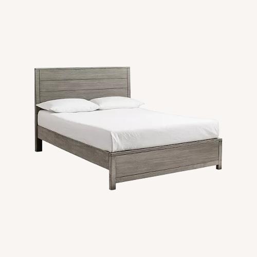 Used Macy's Light Gray Wood Queen Bed for sale on AptDeco