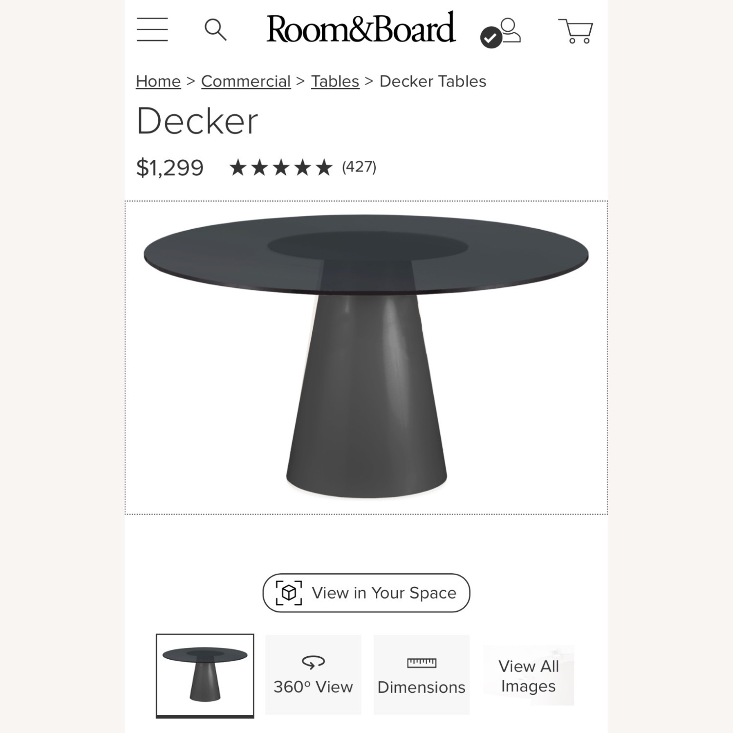 Room & Board Decker Black Glass Dining Table - image-1