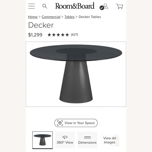 Used Room & Board Decker Black Glass Dining Table for sale on AptDeco