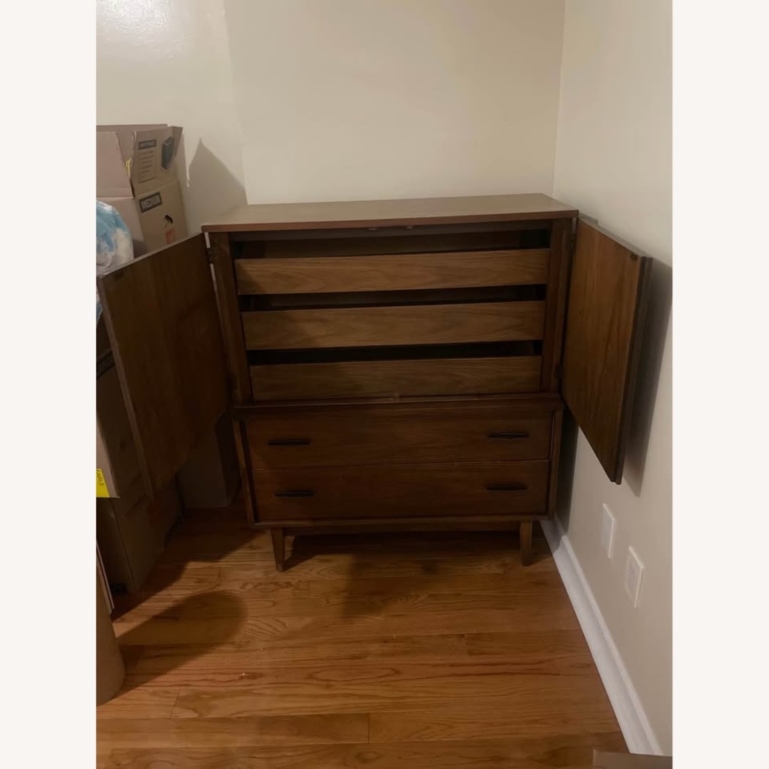 Vintage/Antique Mcm Dark Brown Wood Dresser - image-1