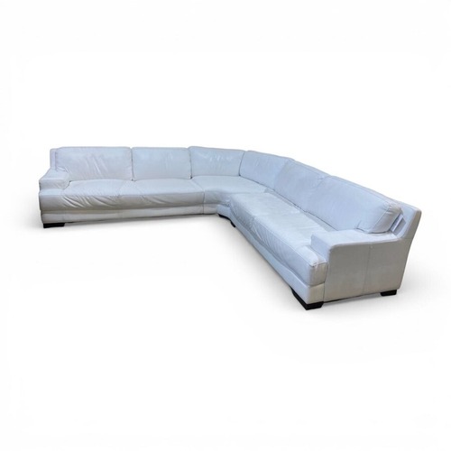 Used 3pc Curved Italian Leather Sectional White for sale on AptDeco
