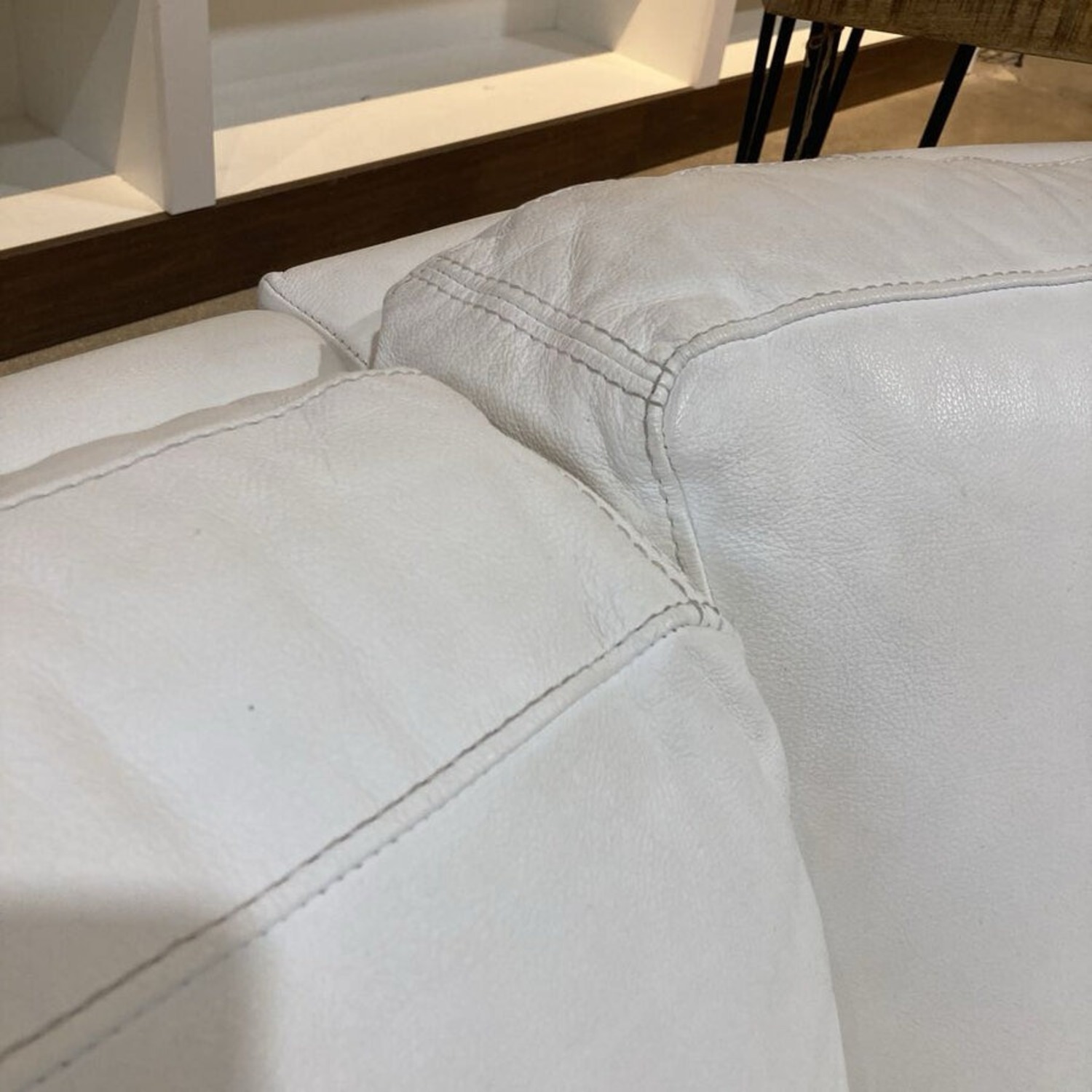 3pc Curved Italian Leather Sectional White - image-8