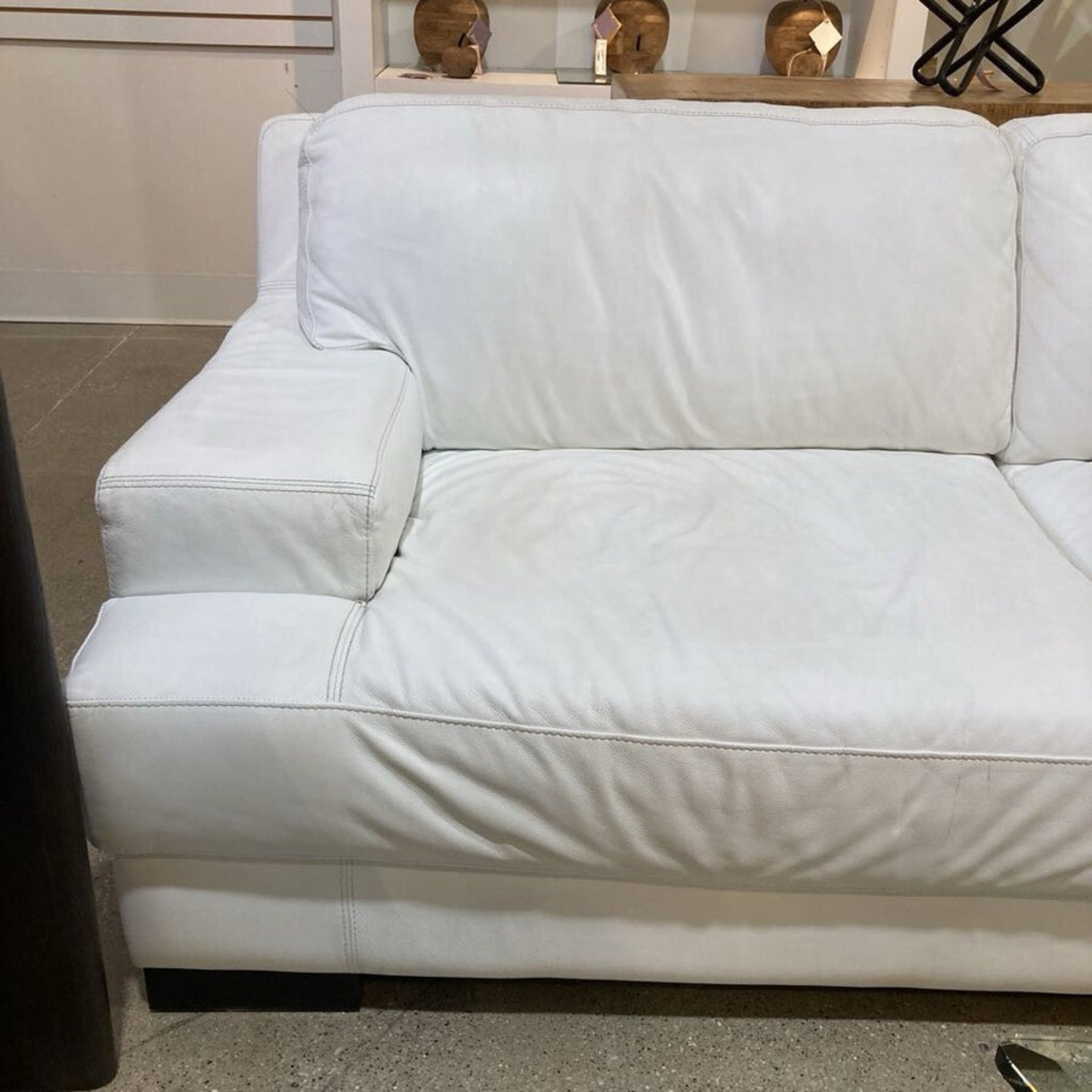 3pc Curved Italian Leather Sectional White - image-5