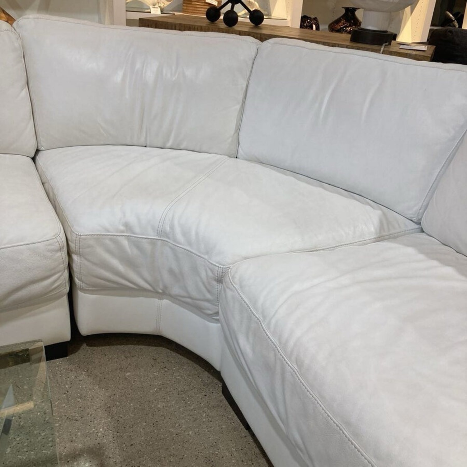3pc Curved Italian Leather Sectional White - image-3