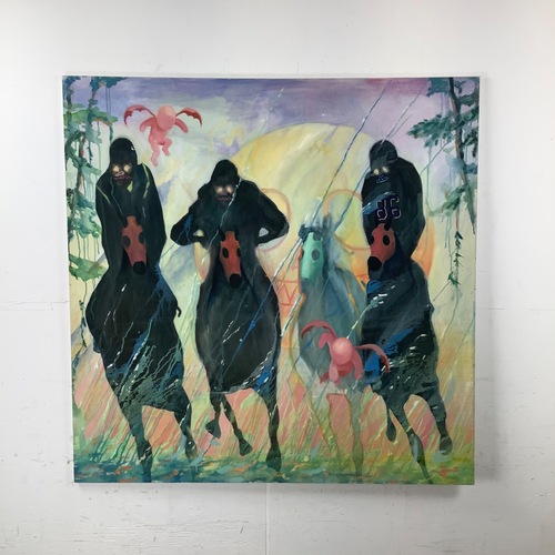 Used Impressive "Back on the Horse" Oil Painting, 48x48 for sale on AptDeco