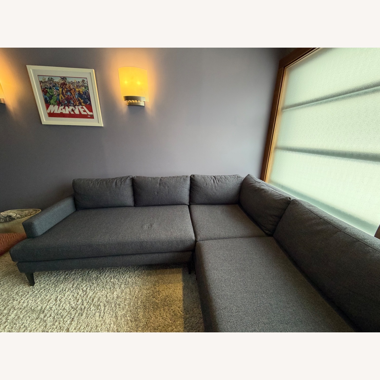 West Elm Andes Blue Fabric 3+ Piece Sectional - image-2