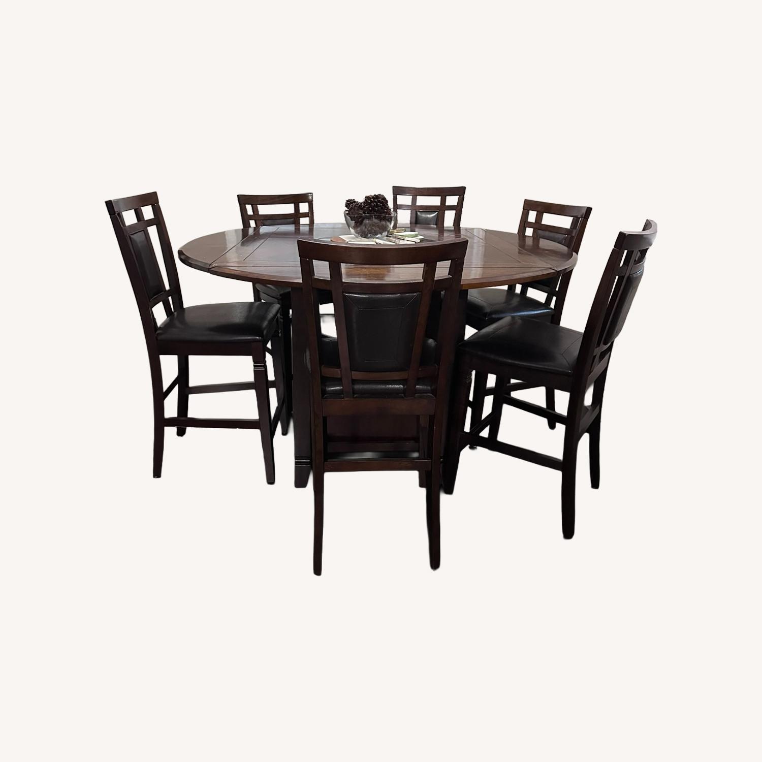 Vintage/Antique Dark Brown Wood Dining Set - AptDeco