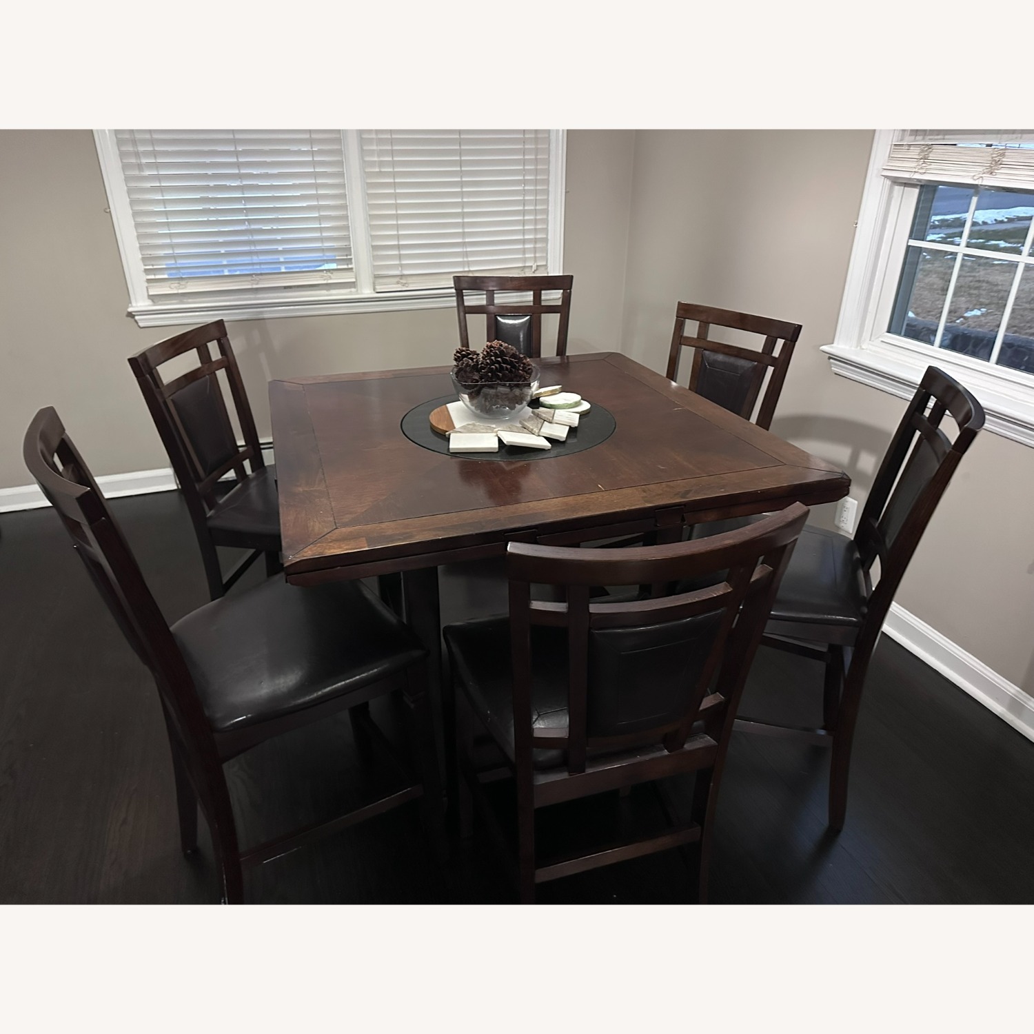 Vintage/Antique Dark Brown Wood Dining Set - image-10