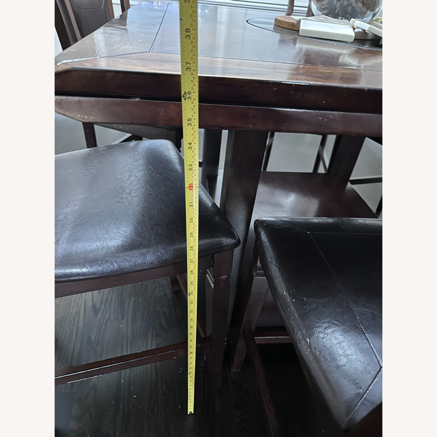 Vintage/Antique Dark Brown Wood Dining Set - image-11