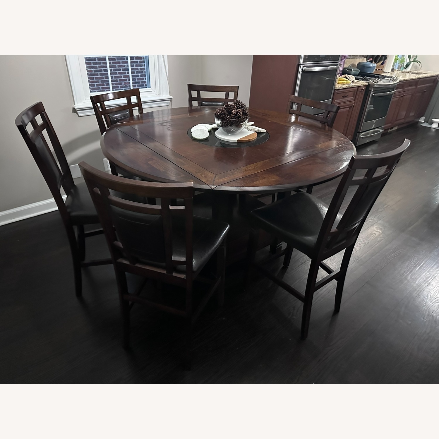 Vintage/Antique Dark Brown Wood Dining Set - image-5