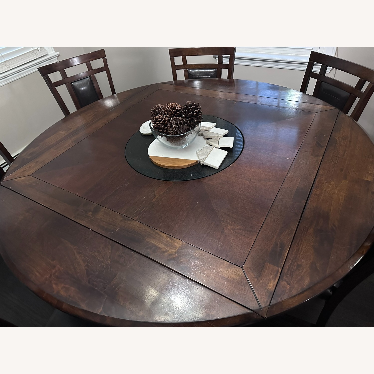 Vintage/Antique Dark Brown Wood Dining Set - image-2
