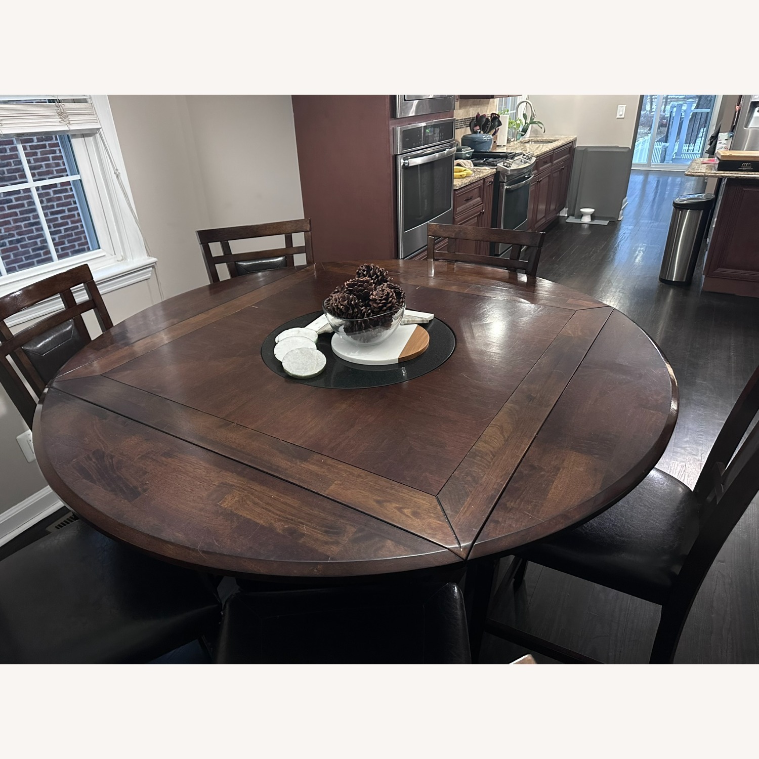 Vintage/Antique Dark Brown Wood Dining Set - image-4