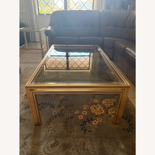 Used Vintage/Antique Gold Glass Coffee Table for sale on AptDeco