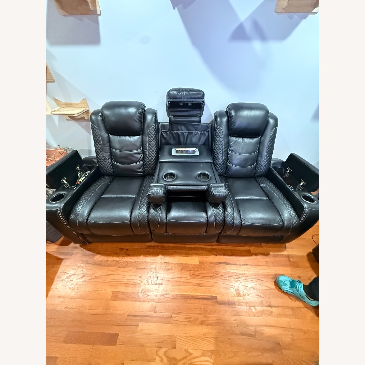 Raymour & Flanigan Black Leather Sofa - image-5