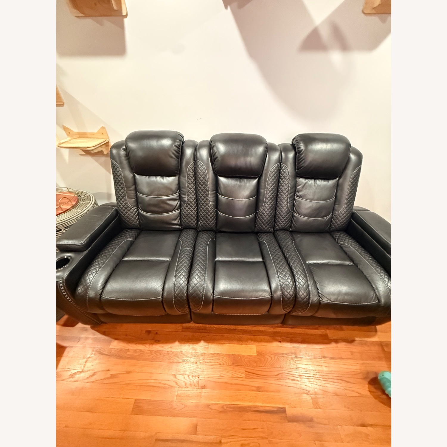 Raymour & Flanigan Black Leather Sofa - image-7