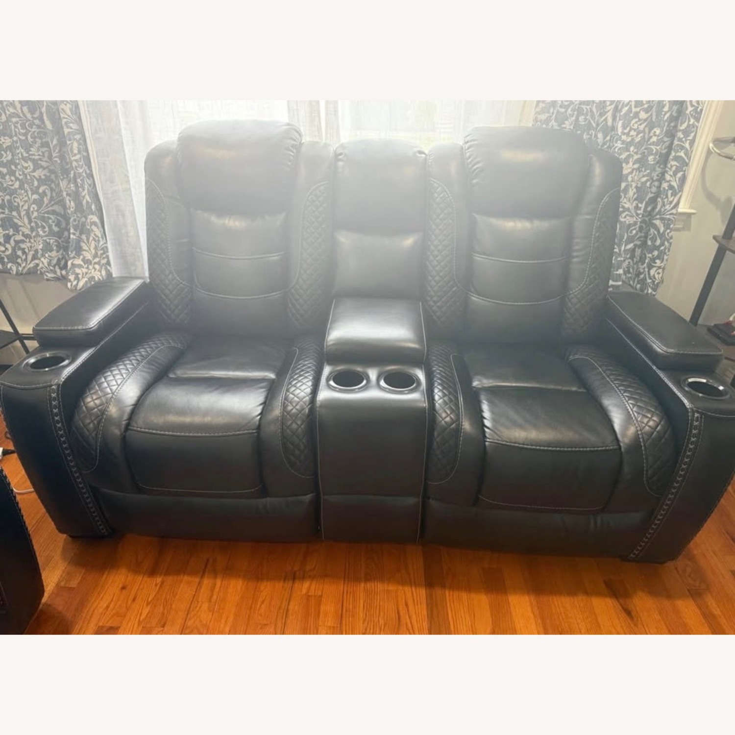 Raymour & Flanigan Black Leather Sofa - image-2