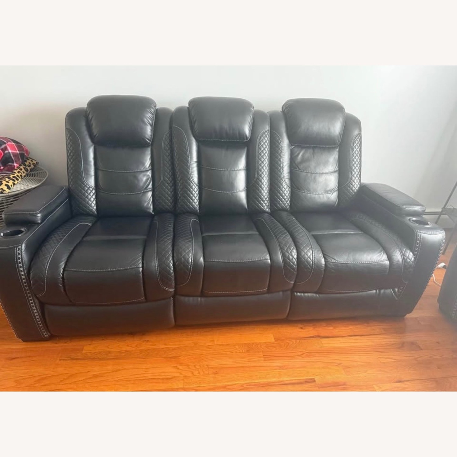 Raymour & Flanigan Black Leather Sofa - image-1