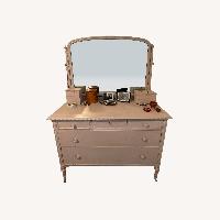 Vintage/Antique Pink 5 Drawer Dresser with Mirror