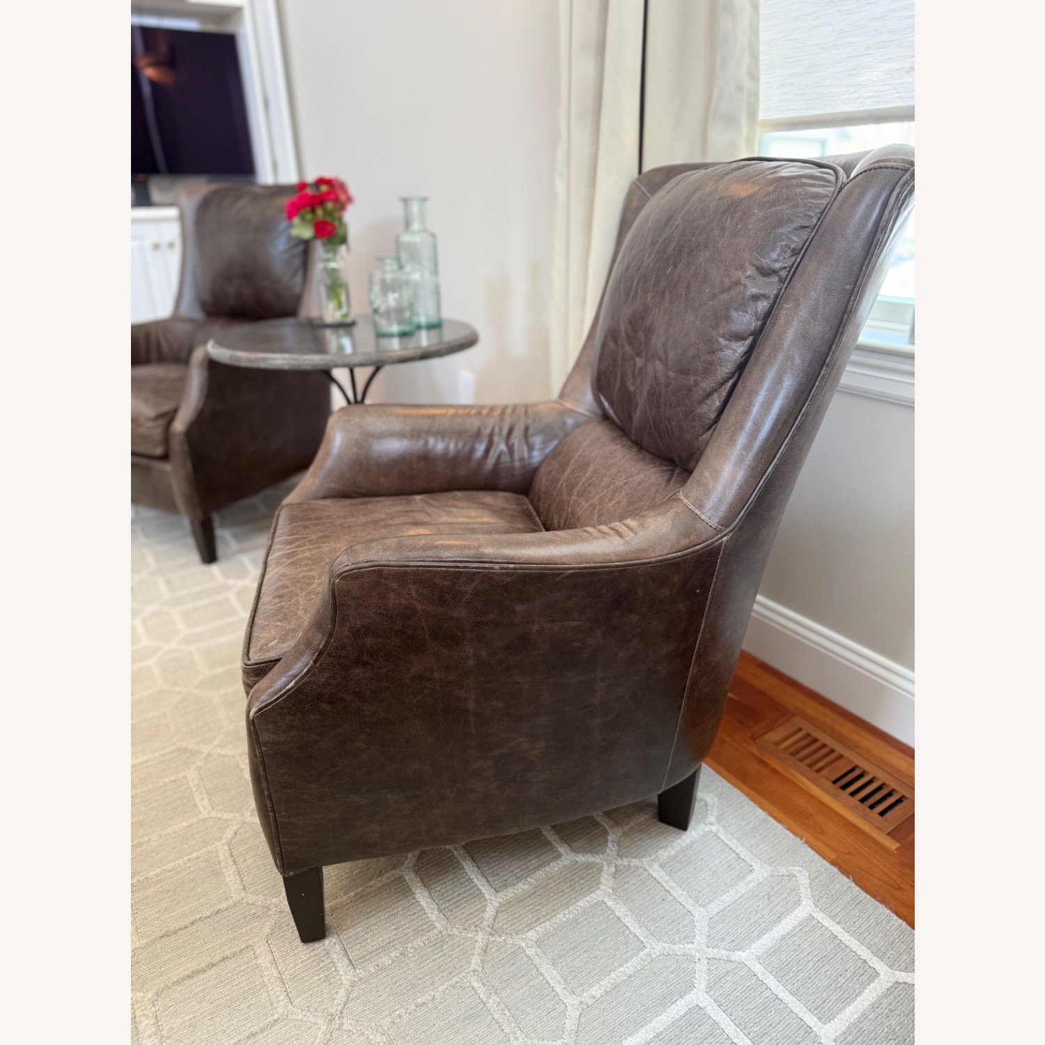 Arhaus Dark Brown Leather Armchair - image-1