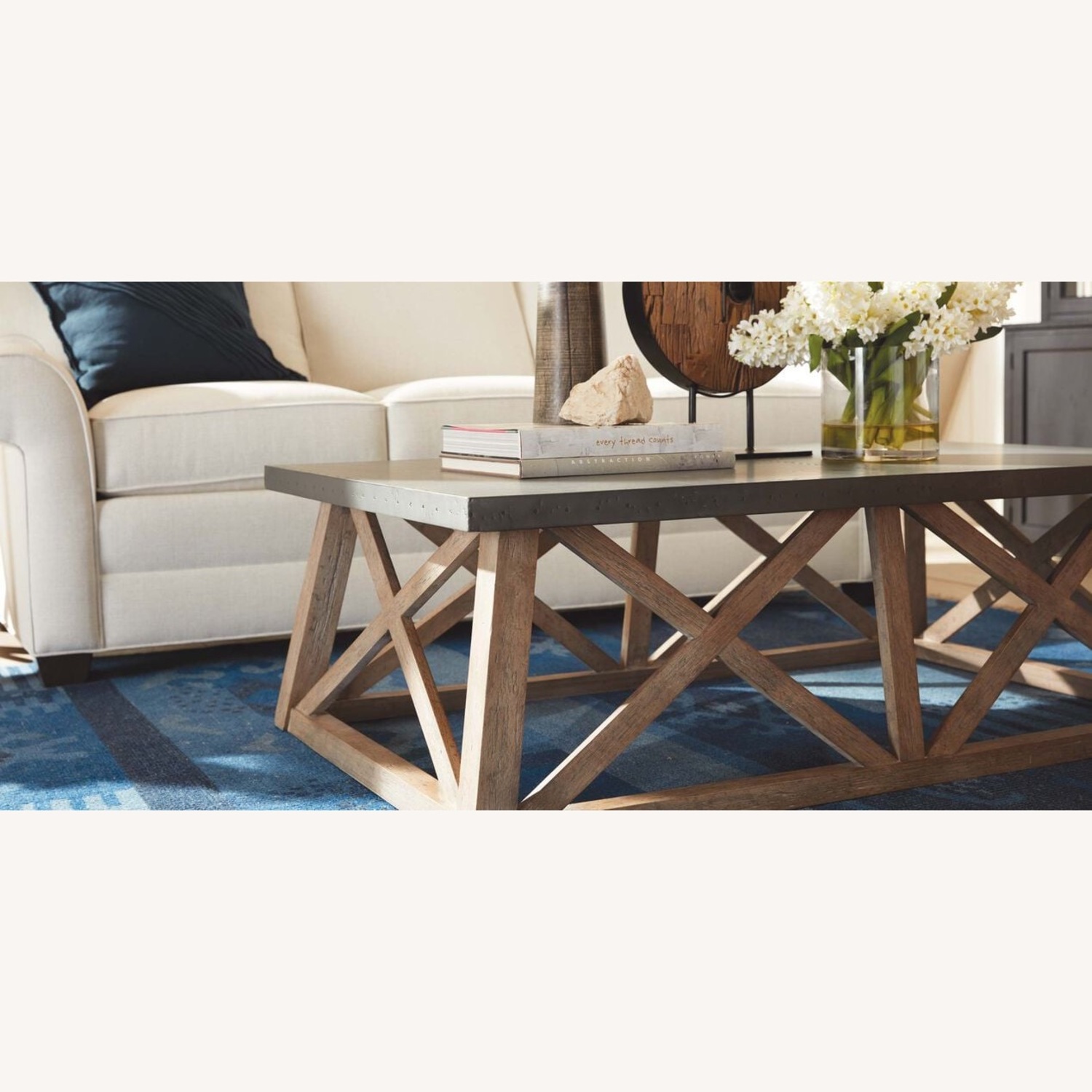 Ethan Allen Bruckner Dark Gray Metal Coffee Table - image-1