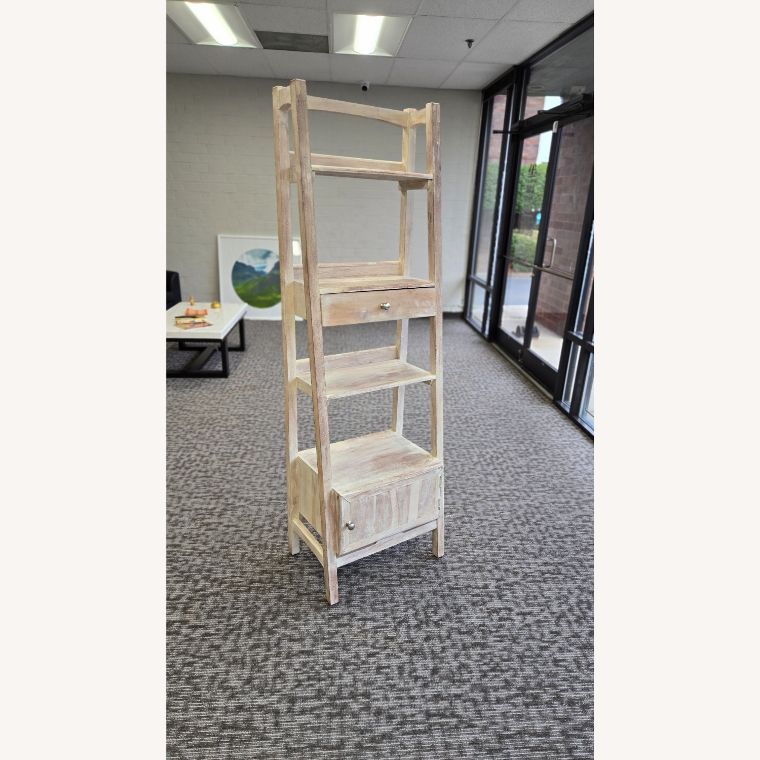  Wooden Farmhouse Ladder Shelf - Rustic 4-Tier - image-1