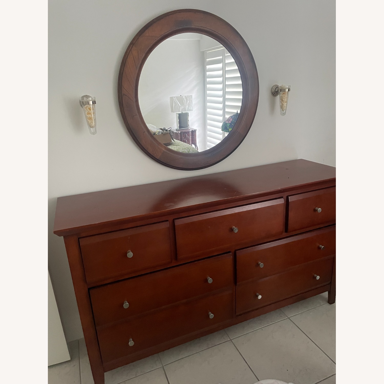 Wood Dresser and Mirror - image-1