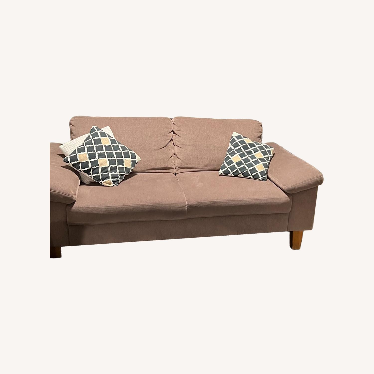 Light Brown Fabric 2 Seater Sofa - image-4