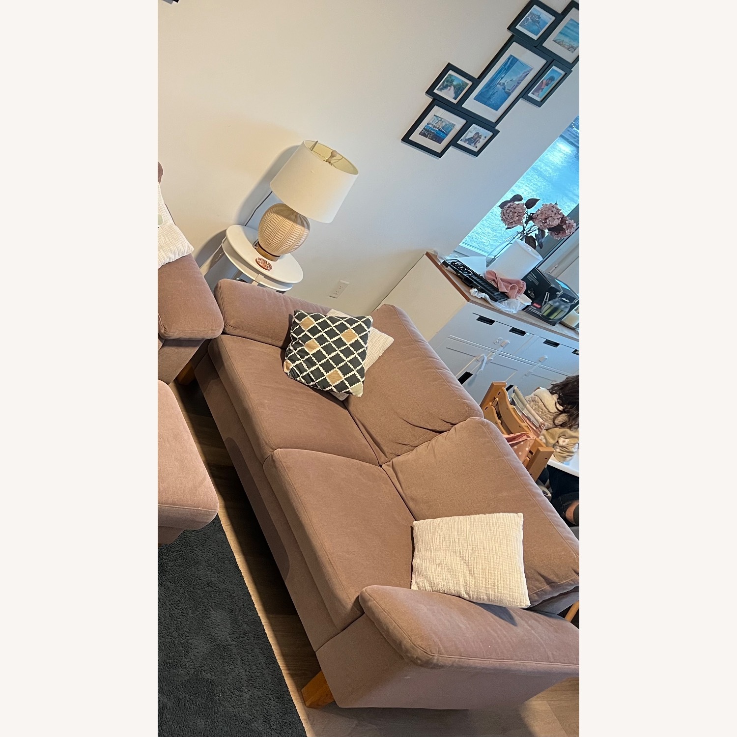 Light Brown Fabric 2 Seater Sofa - image-2