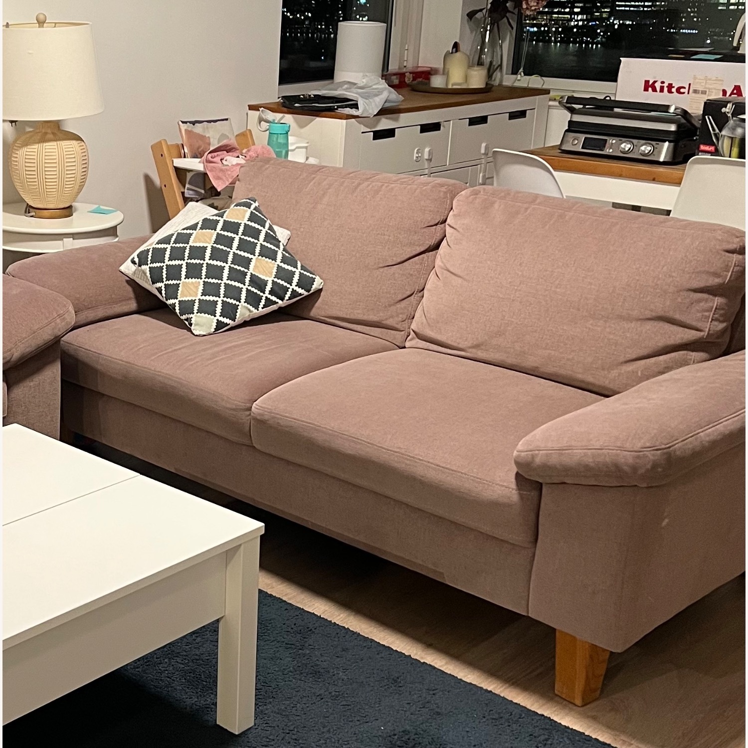 Light Brown Fabric 2 Seater Sofa - image-1