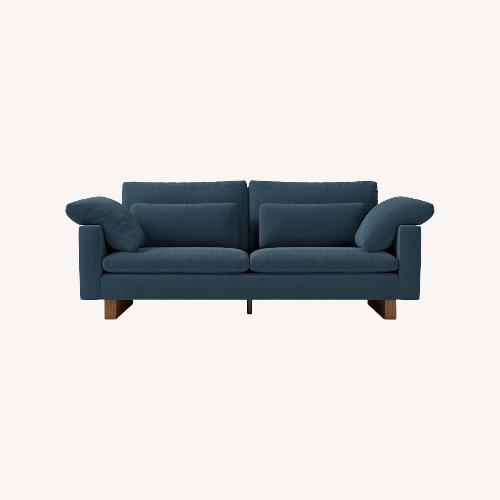Used West Elm Harmony Blue Velvet 3+ Seater Sofa for sale on AptDeco