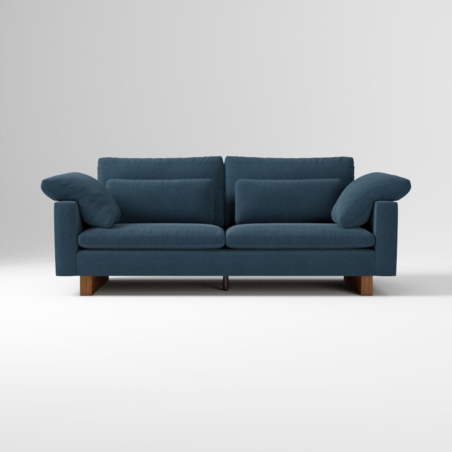 West Elm Harmony Blue Velvet 3+ Seater Sofa - image-0