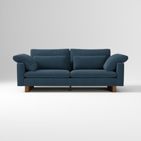West Elm Harmony Blue Velvet 3+ Seater Sofa