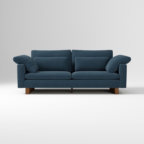 Used West Elm Harmony Blue Velvet 3+ Seater Sofa for sale on AptDeco