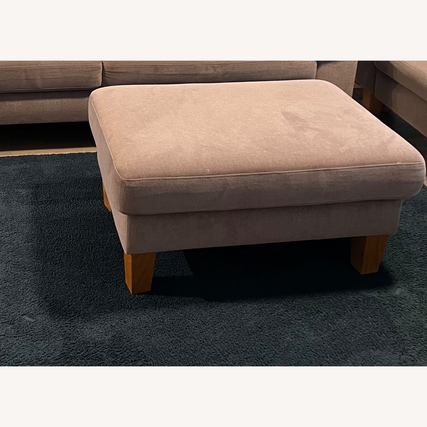 Light Brown Fabric Ottoman - image-2
