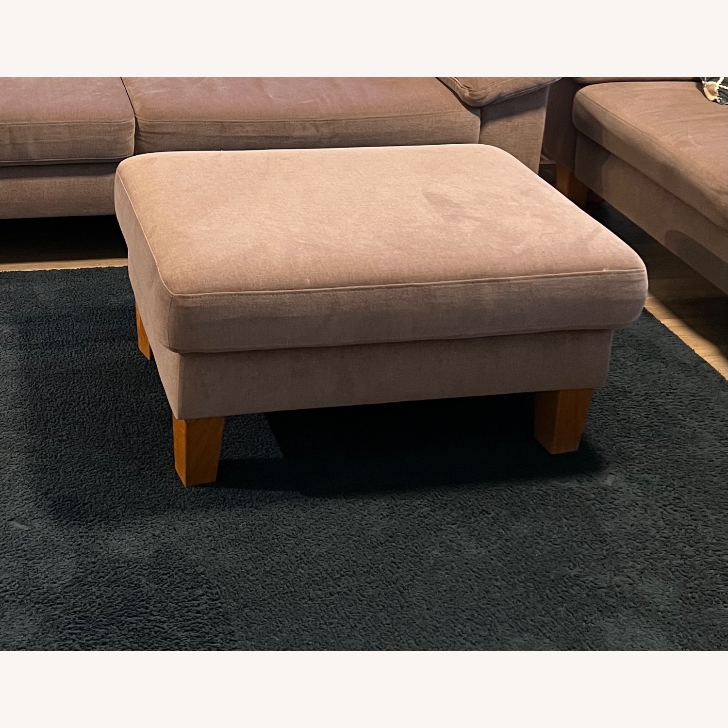 Light Brown Fabric Ottoman - image-0
