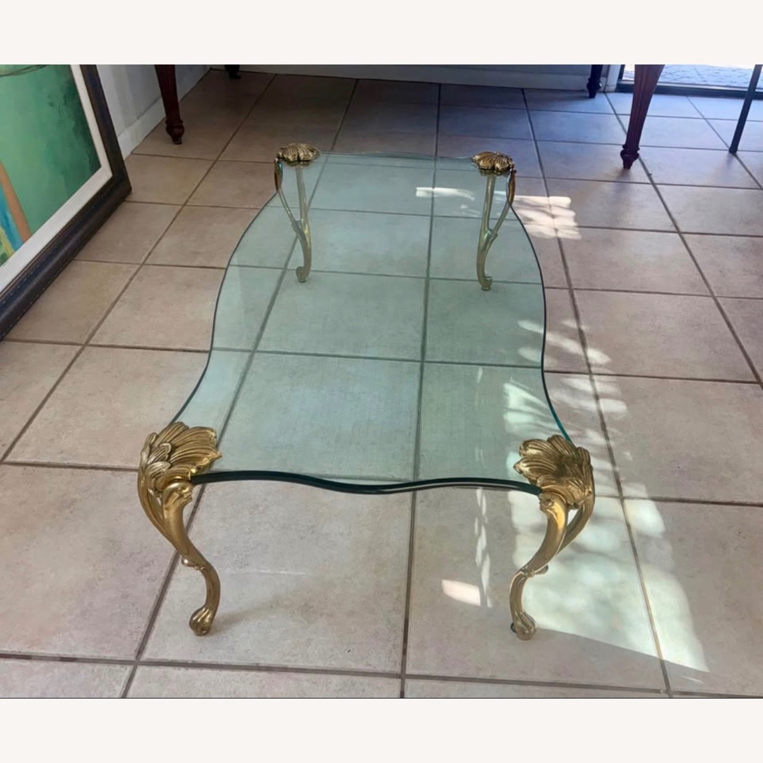 Floating GlassTable with Brass Legs - image-3
